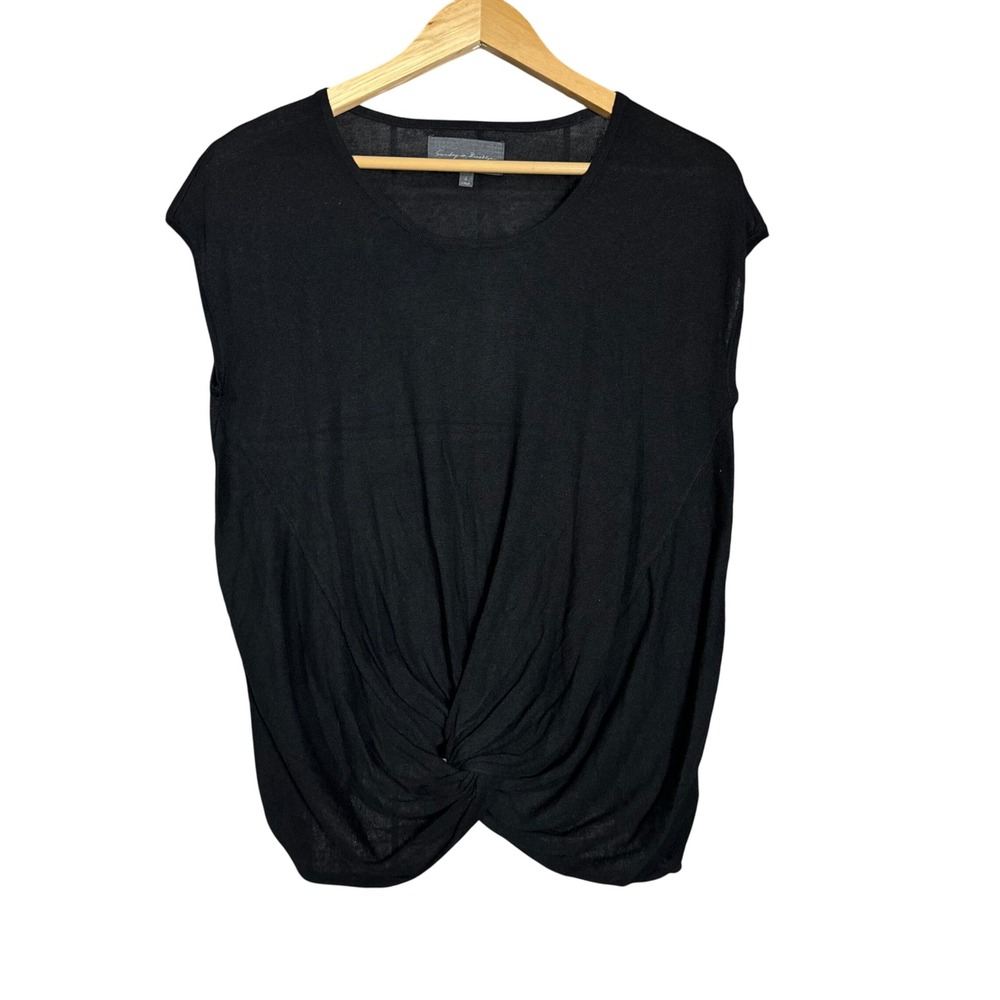 Sunday‎ in Brooklyn Anthropologie Black Twist Front Cap Sleeve Top Size S boho